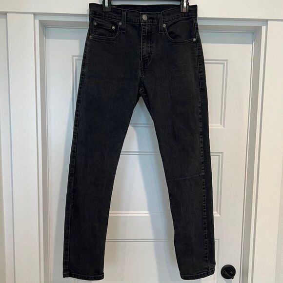 Levi's Jeans Men 29x28 Black Cotton Stretch Denim Classic 502 Taper Jeans - Picture 2 of 6